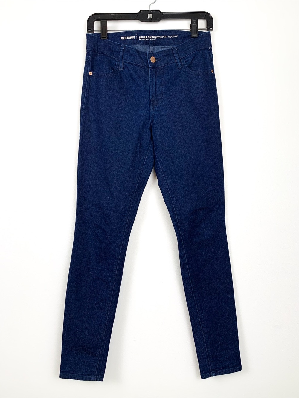 Old Navy Super Skinny Jeans in dark wash navy blue mid rise stretch denim size 2